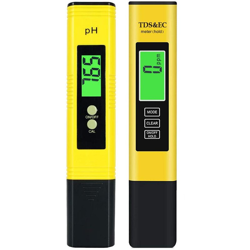 PH Meter Digital Water Test TDS PH EC Temperature 4 in 1 Set, LCD Sn Pen Auto Calibration