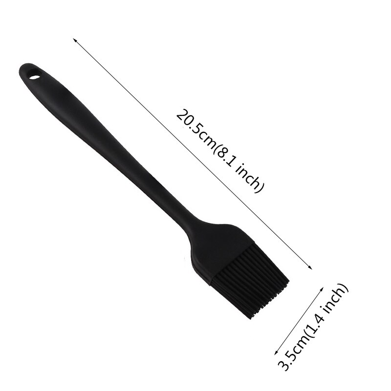 1pc silikonredskapsset non-stick värmebeständig spateltång vändare skänkar set för matlagning köksredskap köksredskap bpa gratis: Svart borste