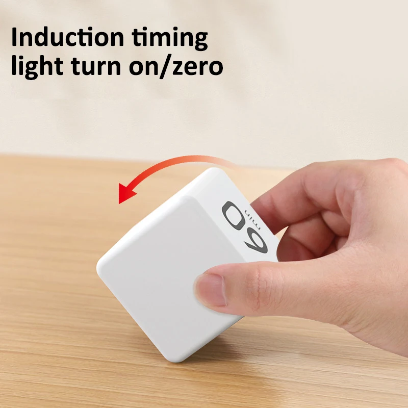Temporizador de cubo de productividad, Sensor de gravedad, pantalla LED volteada, 15/20/30/60 minutos, cuenta atrás, estudio de cocina, Mini temporizador Digital