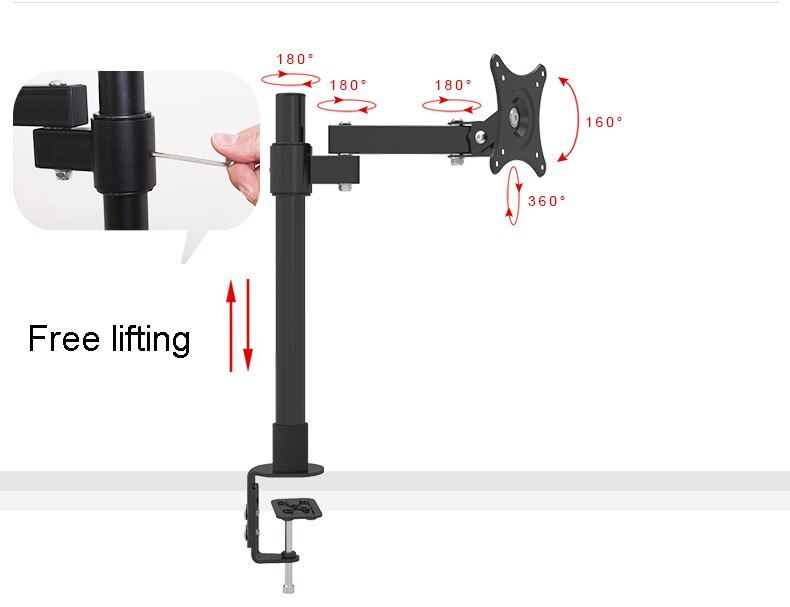 LCD TV Mount Monitor Holder Desktop Clamping Mount Retractable Rotating Rack LC251/40