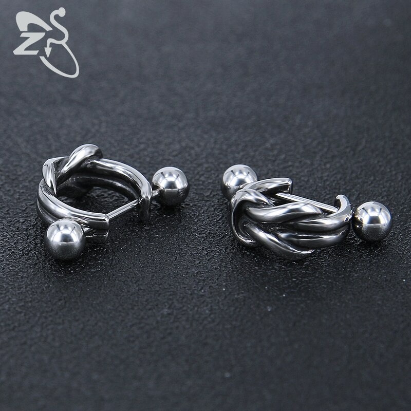 ZS-pendientes de aro de estilo Hip Hop para hombre, joyería de acero inoxidable 316L estilo Punk, 1 par de pendientes redondos pequeños de motorista, accesorios de rollo de roca