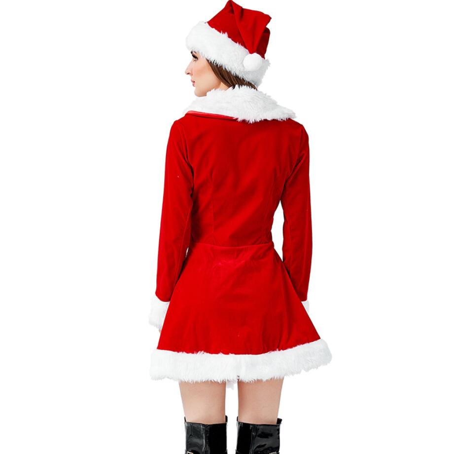 M-XL Lady Kerst Kostuums Kerstman Voor Volwassenen Rode Kerst Kleding Kerstman Kostuum Jas + Hoed + Shorts