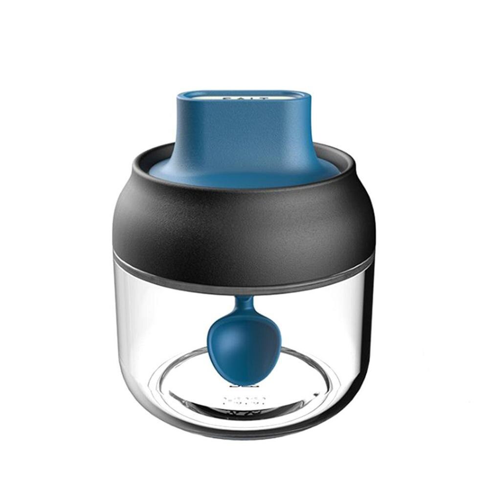 Récipient à condiments en verre hermétique boîte d'assaisonnement sel sucre huile miel bouteilles de stockage avec cuillère et couvercle pots à épices de cuisine: Blue Spice Jar 280ml
