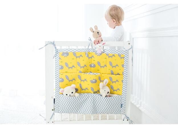Mousseline boombed hangende opbergzak babybedje merk baby katoenen wieg organizer 60*50cm speelgoed luierzakken voor wieg beddengoedset: Vos