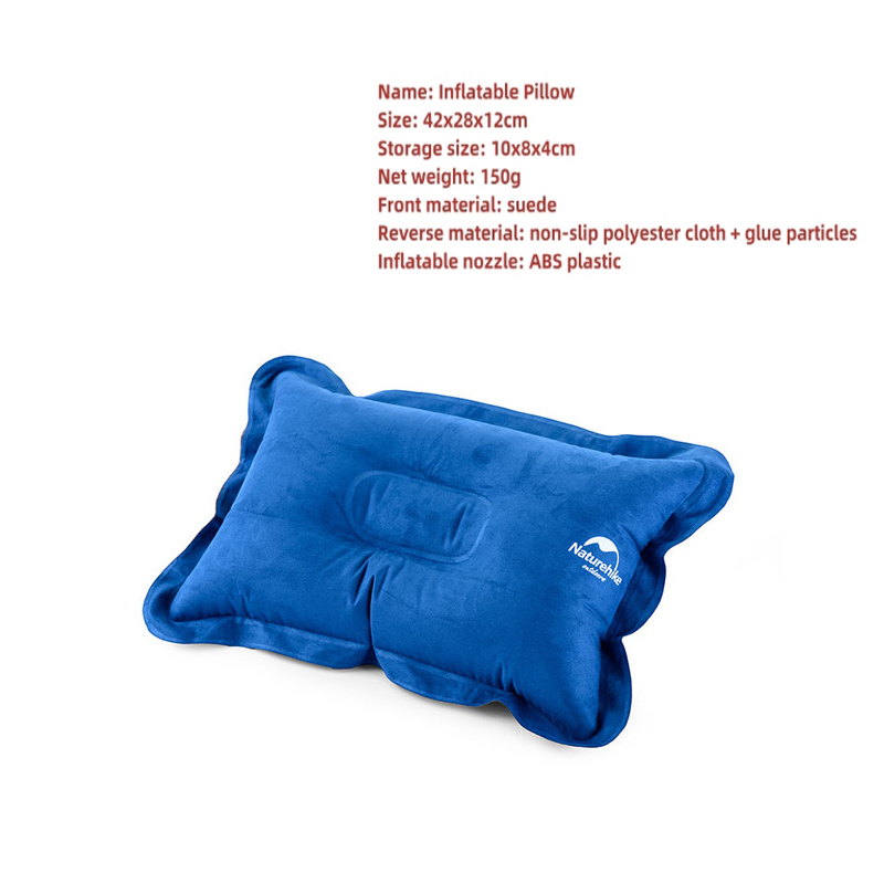 Naturehike Self Inflating Pillow Sponge Non-slip Compressed Folding Compact Automatic Inflatable Pillow Outdoor Travel Camping: Suede Blue