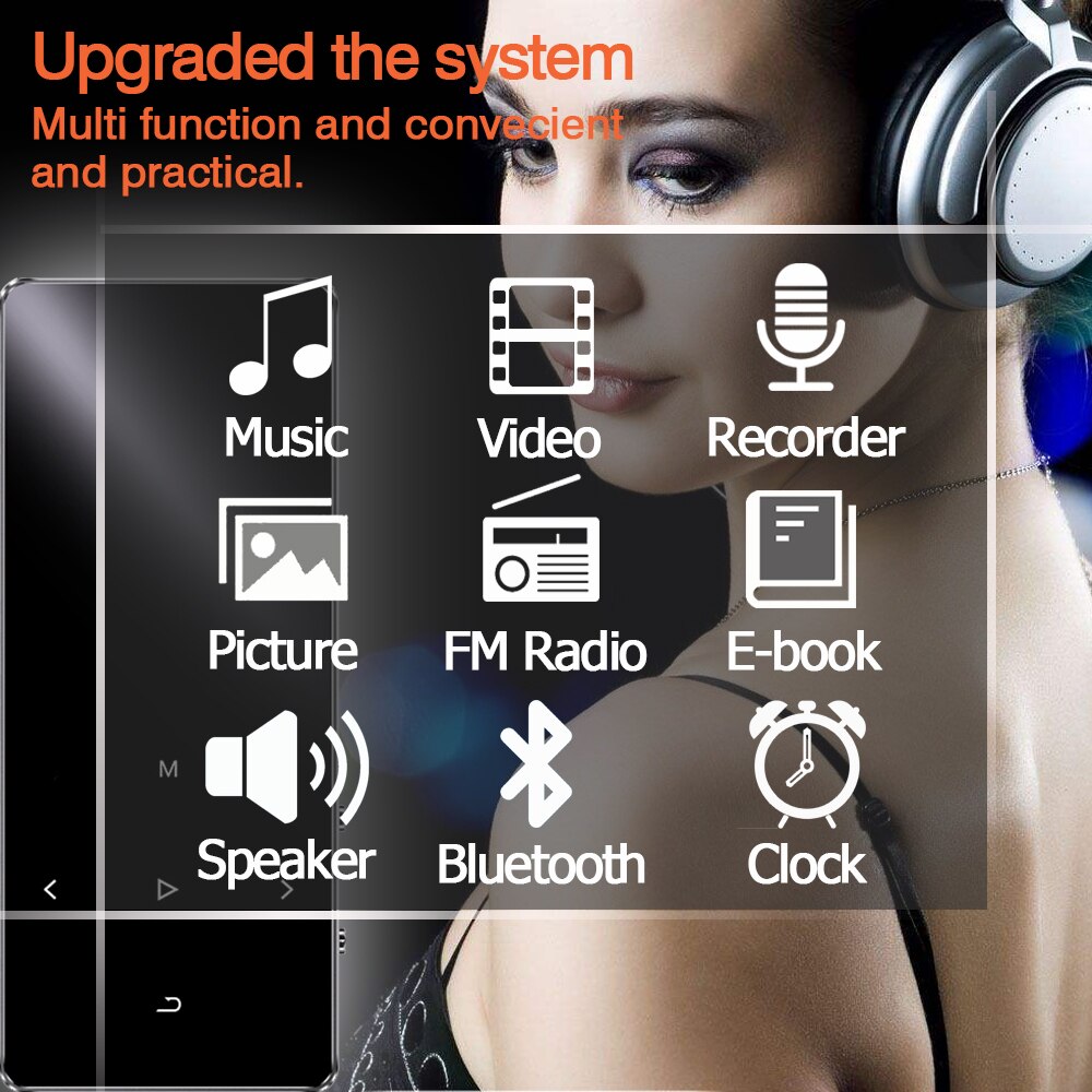 REDANT MP3 Lettore Bluetooth Con built-in Speaker da 1.8 pollici Dello Schermo di Tocco Tasti FM Radio Voice Recorder E-Book Lossless Musica Hifi