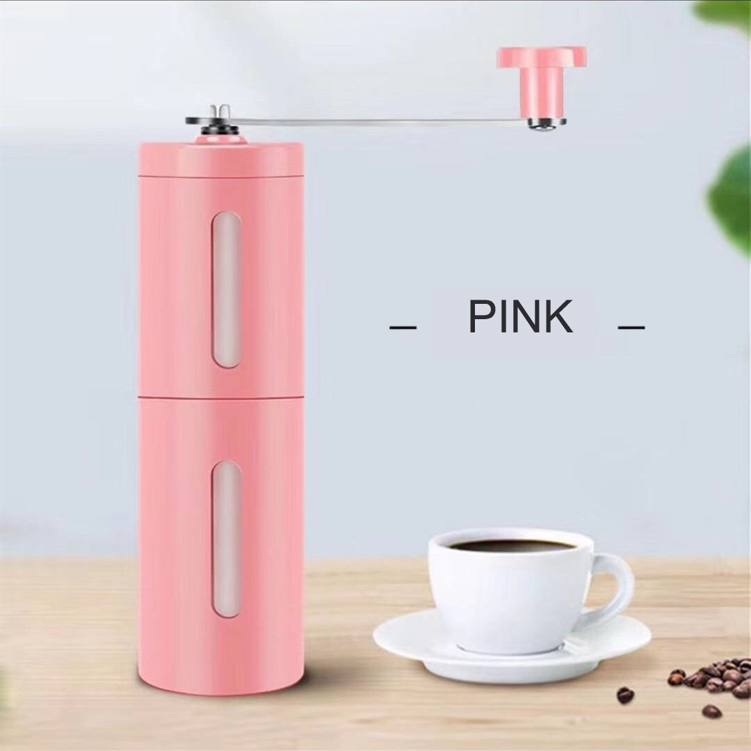 Hand in hand to shake coffee machine home small mill hand mill bean grinder coffee bean grinde: Pink