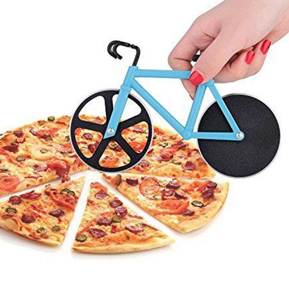 1Pc Rvs Pizza Mes Twee-Wiel Fiets Vorm Pizza Snijmes Pizza Tool Bike Ronde Pizza cutter Messen