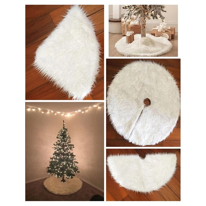 Tapis en peluche blanc en fourrure pour sapin de noël, décorations pour la maison, jupes, nouvel an, , 1 pièce