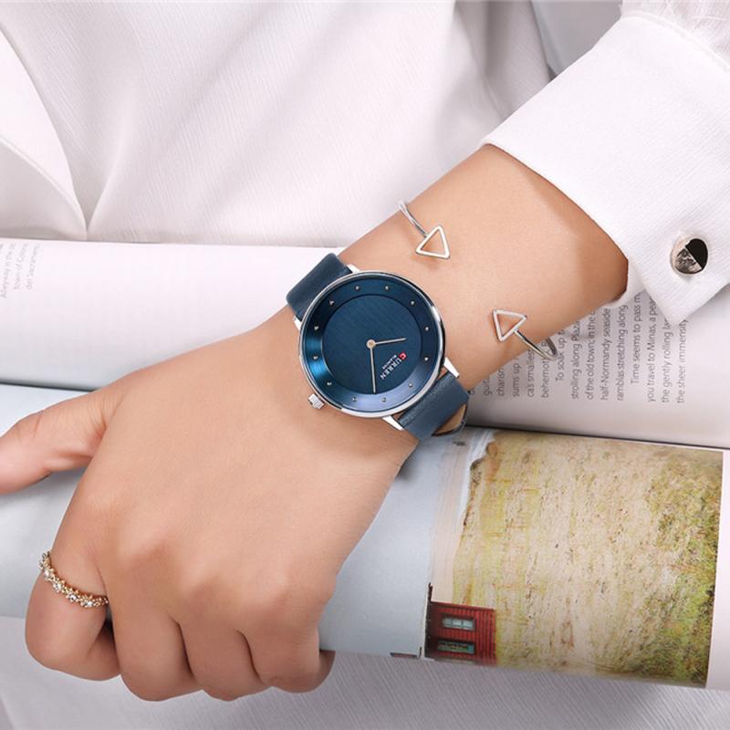 Mooie Vrouwen Quartz Horloges Slanke Mode Lederen Dames Polshorloge Reloj Mujer Curren Vrouwelijke Klok Voor Vrouwen