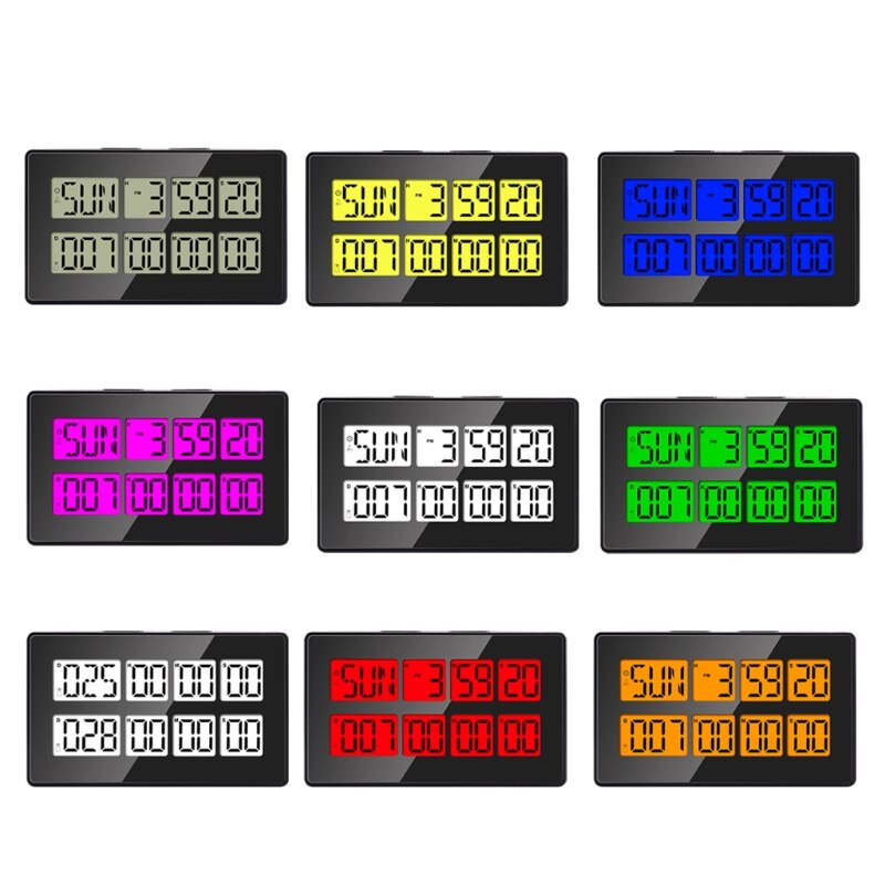 Dual Kitchen Timer Cooking Timer 2 Channels Count Up ＆ Down Timer with Magnetic Back 999 Days 7 Colors Backlight