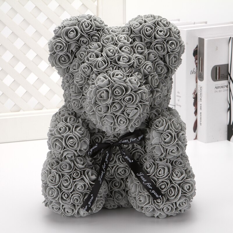 Ourson en roses artificielles bon marché de 40cm, mousse en plastique, ours en peluche Rose, petite amie, de saint-valentin, décoration de fête d'anniversaire: 1