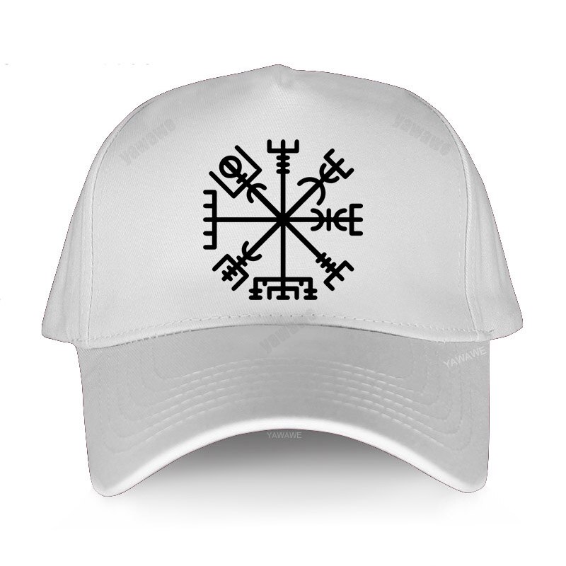 Marchio di moda Vegvisir Futhark Runes Navigator Vegvisir Viking Compass berretto da Baseball uomo donna cappelli snapback Hip-Hop regolabili: white