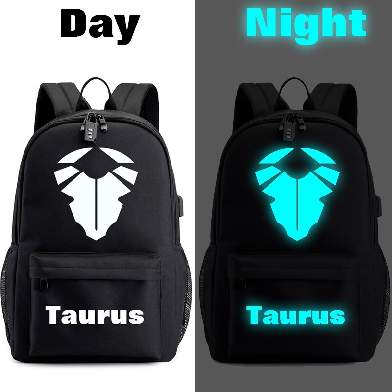 BPZMD Luminous 12 Zodiac Sign Canvas Schoolbag Constellation Horoscope for Boys and Girls Backpack: Taurus