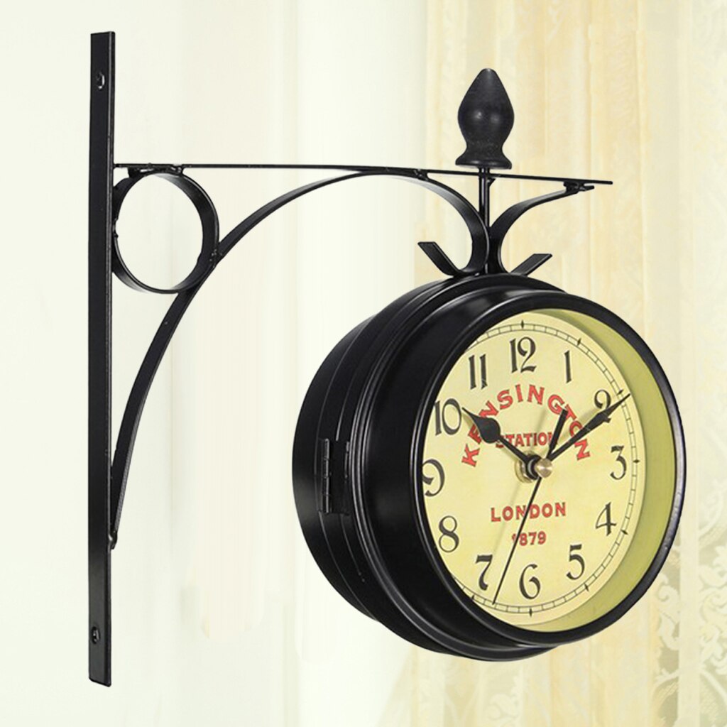 Double-Side Round Wall ing Clock Quiet Clocks Coffee Bar Home Ornaments