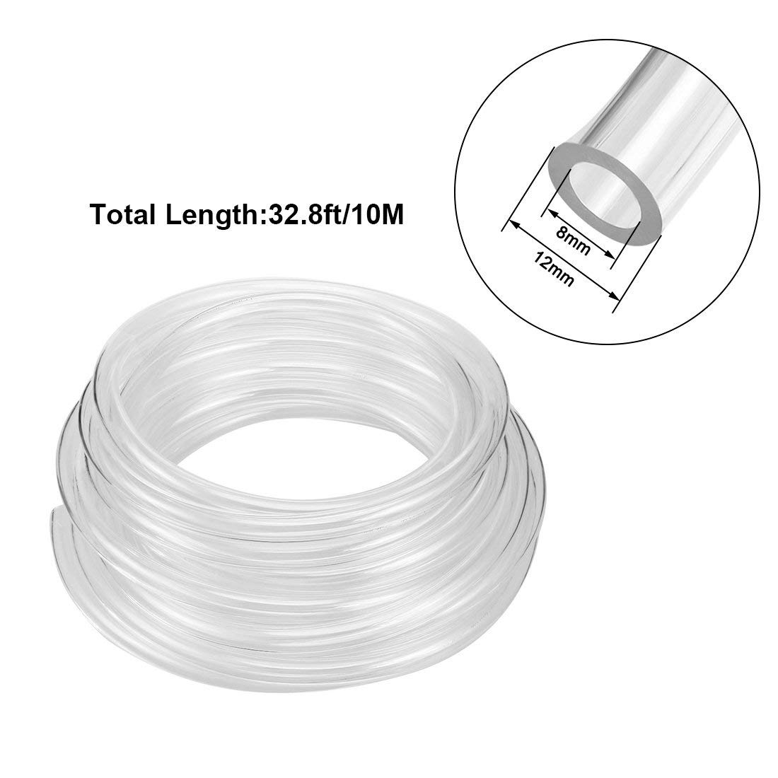 Halvin 12mm x 8mm pneumaattinen ilmaletku putki putki 10 metriä 32.8ft kirkas