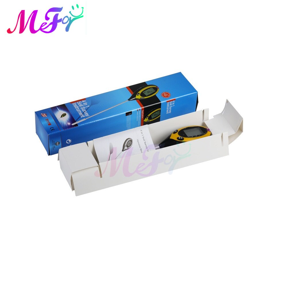 4 In 1 Digital PH Meter Soil Moisture Monitor Temperature Sunlight Tester For Gardening Plants Farming With Blacklight