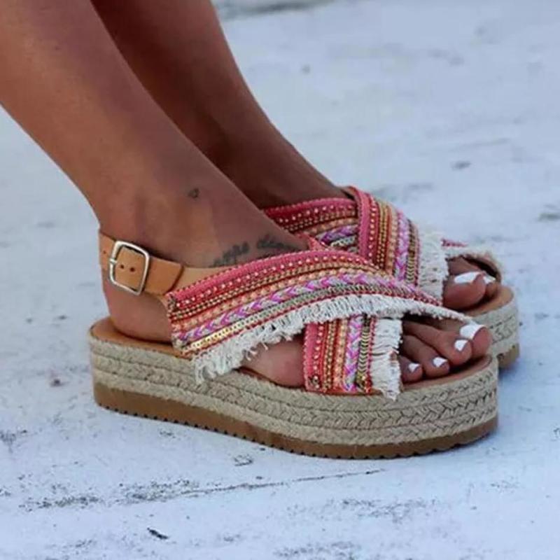 Kwastje Kralen Sandaal Voor Vrouw Zomer Sandalen Dames Bohemen Strand Vrouw Schoenen Dikke Bodem Romeinse Sandalen Chaussure