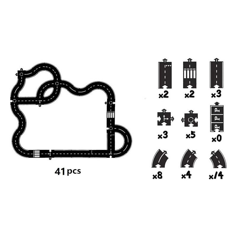 Diy Kids Puzzels Track Spelen Speelgoed Set Pvc Splicing Path Road Auto Puzzel Games Baby Tapijt Play Mat Educatief Leren speelgoed: A013-41pcs set