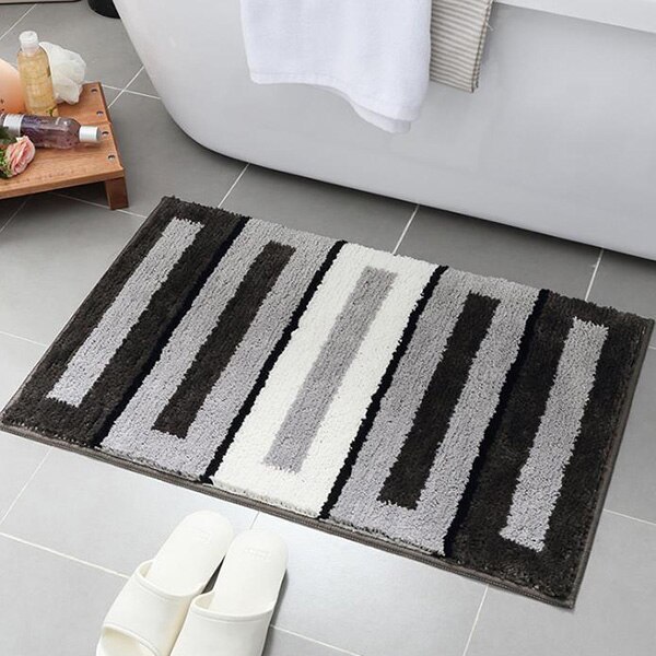 Eenvoudige Geometrische Patroon Tapijt Dikke Massaal Deur Matten Thuis Slaapkamer Badkamer Tapijt Absorberend Antislip Deurmat Keuken Vloermat: 40X60cm(15.7x23.6in) / BoxBlack