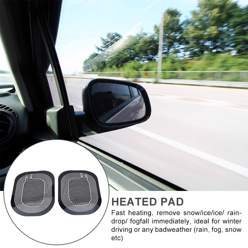 SPEEDWOW Electric Glass Heated Pad Mat Defoggers Side Mirror Heating Pad Car Mirror Heater DC 12V For Vehicles Car Accessories