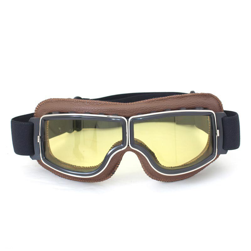Retro Motorcycle Goggles Glasses Aviator Cruiser Vintage Leather Glasses Cafe Racer Half Helmet Goggles: 11