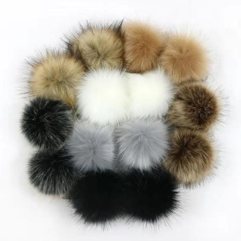 14Pcs 10Cm Faux Kunstmatige Bont Pom Pom Bal Met Elastische Band Voor Diy Breien Hoed Tas Sjaal Accessoires: Default Title