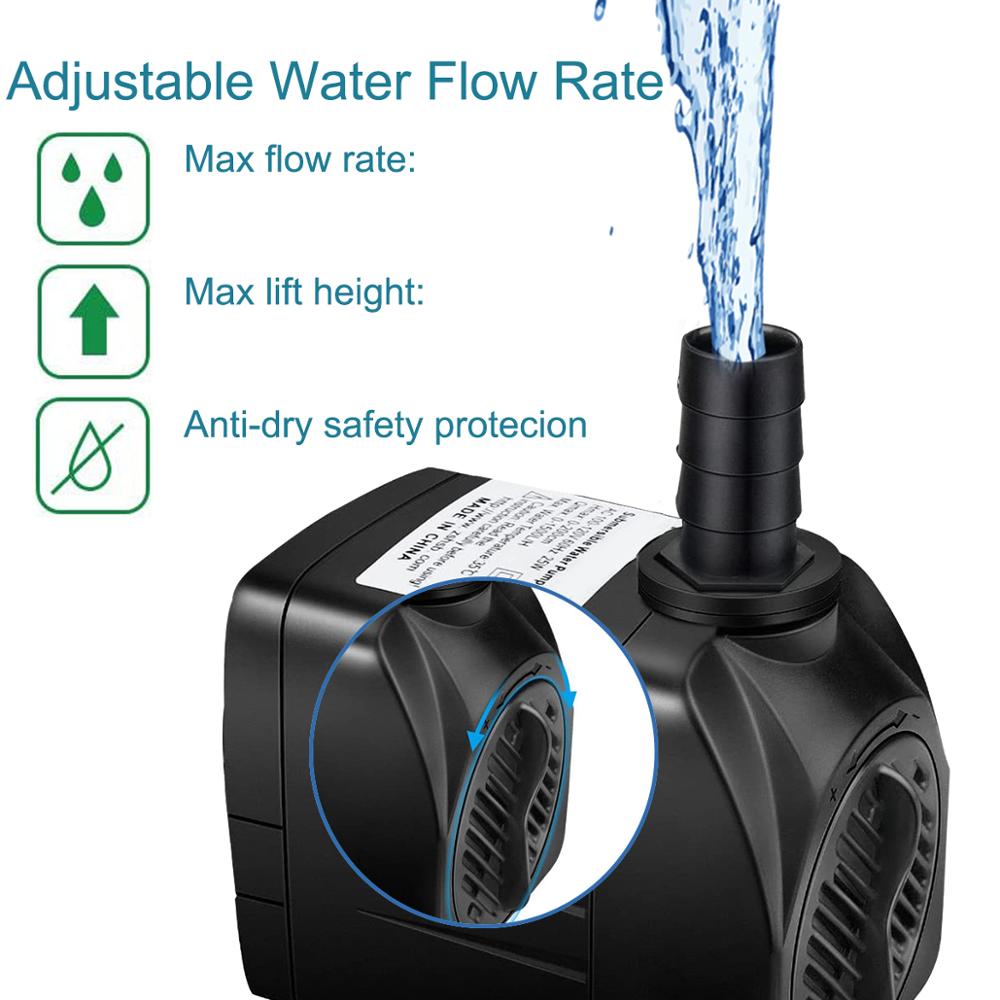 7W 140Gph LED Light Mini Water Features Pump Submersible Water Outdoor Fountain Water Pump Home Décor Fountain Pump