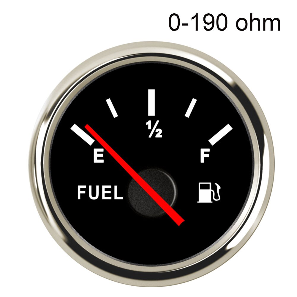 52mm Universal Pointer Fuel Oil Gauge 9-32V Electrical LED Display Fuel Level Gauge For Car Boat Truck RV Camper Instruments: BS-0-190 ohm