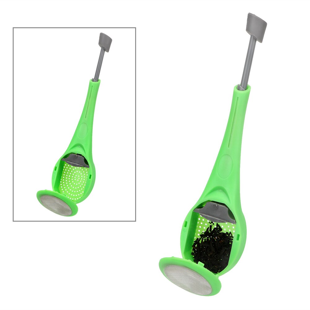 Tea Infuser Built-in Plunger Coffee & Tea Strainer Plastic Measure Swirl Steep Star Press Reusable Tea Bag