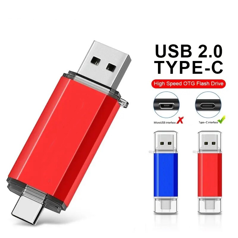 Type-C 2 in 1 OTG 128GB 64GB Pendrive High Speed USB Flash Drive OTG Pen Drive 64GB 128GB 2 in 1 Type C OTG USB Flash Drives