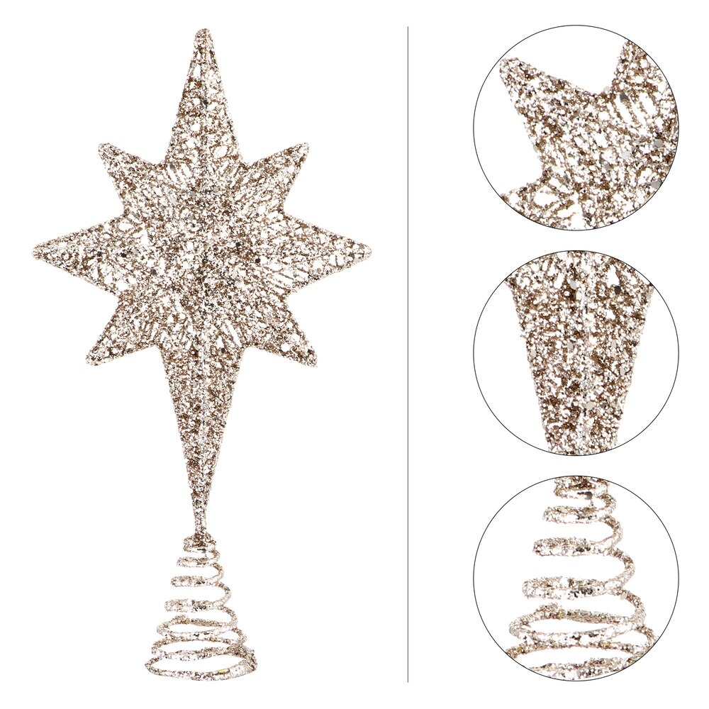 1Pc Xmas Eight Pointed Star Treetop Decor Christmas Tree Star Topper ((Golden): Champaign gold
