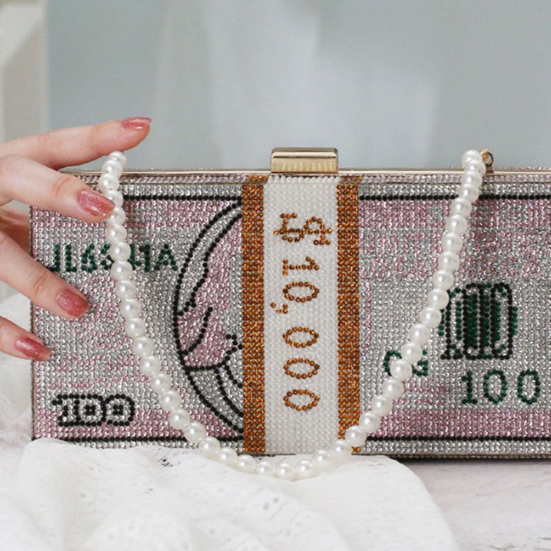 Stapel von Bargeld Kupplung Geldbörsen Frauen Kristall Abend Taschen Strass Handtaschen