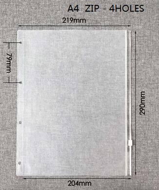 A4 A5 A6 A7 loose leaf notebook pvc collection bag DIY diary accessory, zip bag name card case storage bag pouch: A4  zip bag