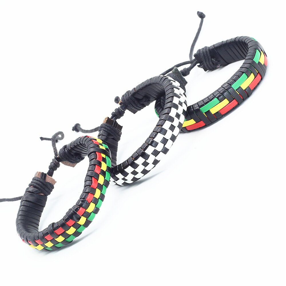 Nowy przyjazd moda na co dzień punk głaz wielobarwność liny tkane splot kobiety skórzane bransoletki mężczyzn kobiet biżuteria męska hurtownie