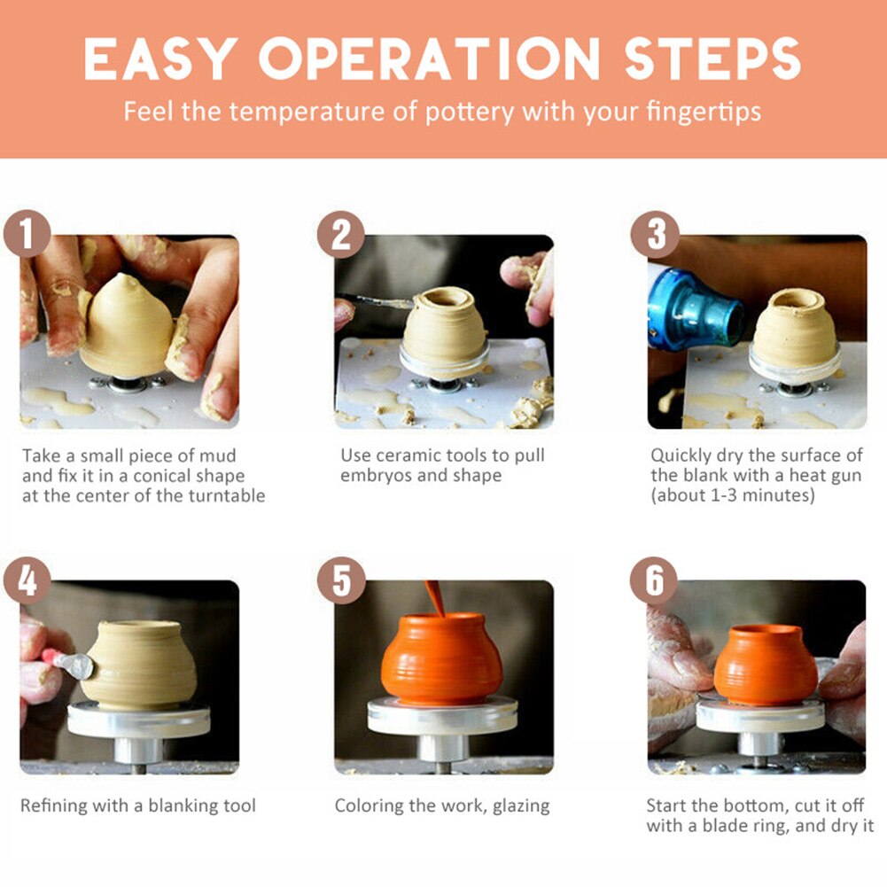 1 Pcs Mini Electric Pottery Wheel Machine 5V USB Pottery Wheels Clay Throwing Making Ceramic Machine TB