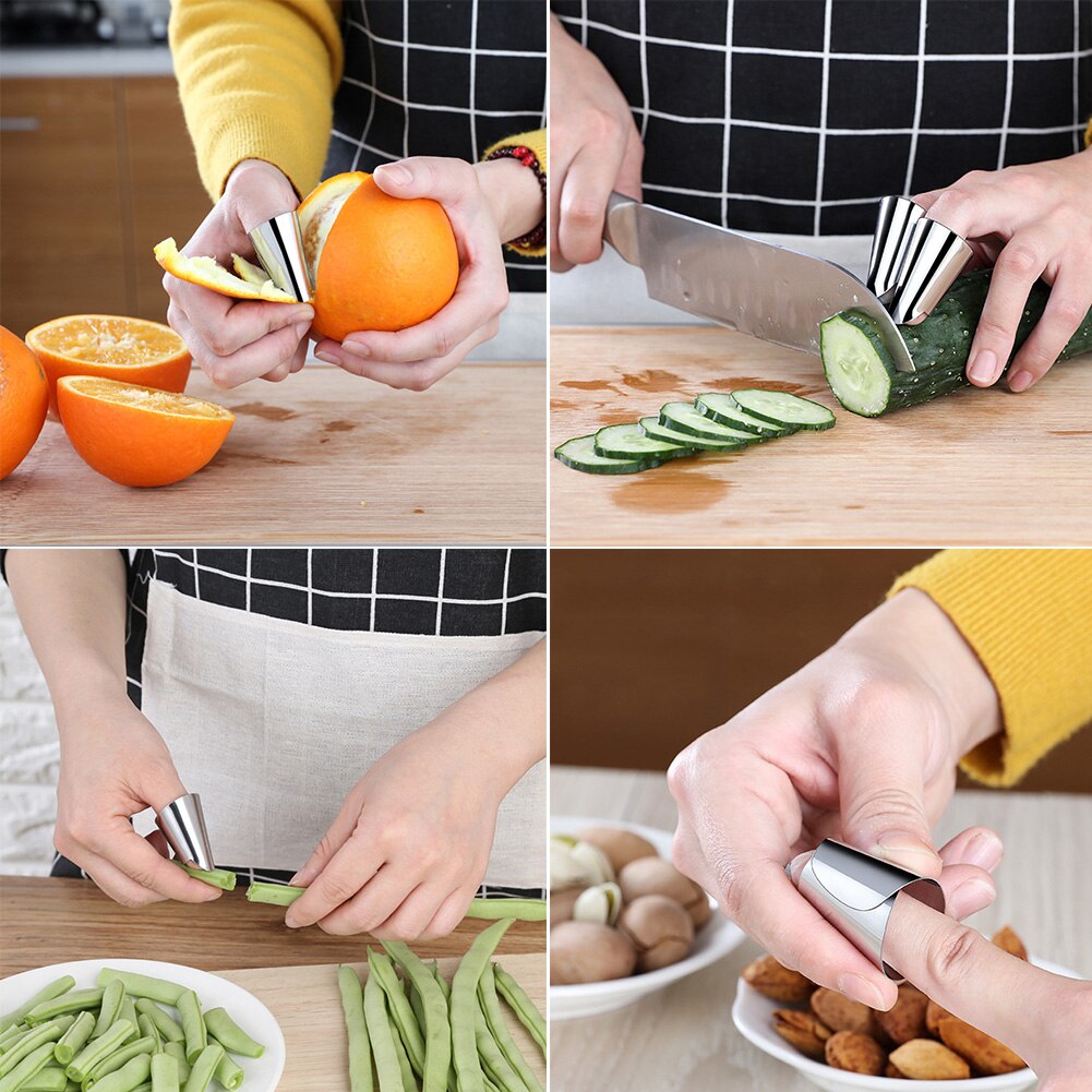 Vinger Bescherming Rvs Voor Snijden Koken Finger Protector Hand Niet Te Kwetsen Voor Dunschiller Cutter Gereedschap