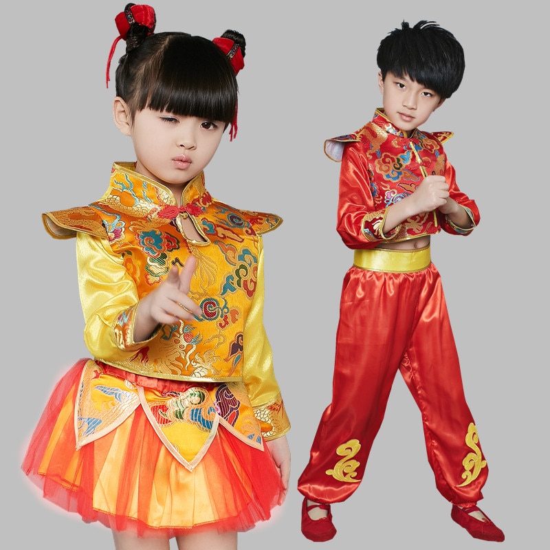 girls kung fu clothing boys dance chinese dragon costume for kids chinese folk dance costume costumes