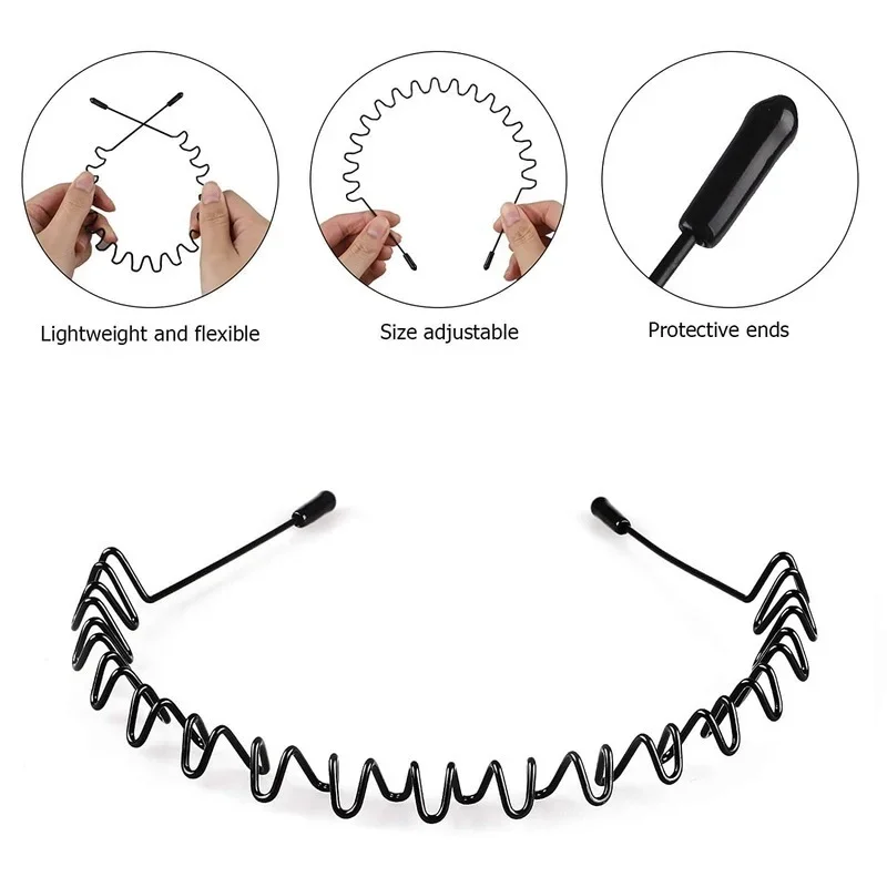 6 stks Wave Heren Vrouwen Unisex Zwart Golvend Haar Hoofd Hoepel Band Sport Hoofdband Haarband Hoofddeksels Haaraccessoires