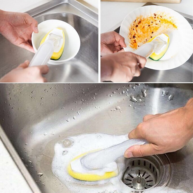 Handle Sponge Magic Sponge Washer Brush Head Kitchen Cleaning Brush Replacement Head Sponge Dish Wash Scrubber Sponge