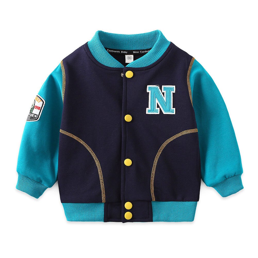 Mode Jongens Baseball Jas Lente Herfst Kids Jas Peuter Uitloper Kinderkleding: Black / 110