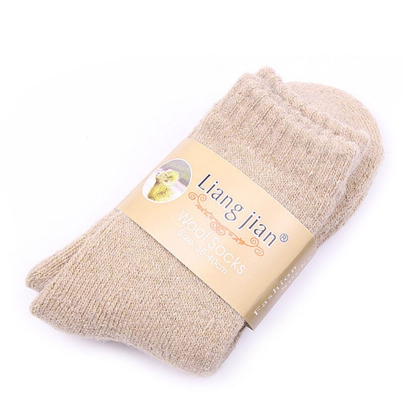 1 paire femmes épaissir thermique laine cachemire décontracté Sports hiver randonnée chaussettes QX2D: Khaki