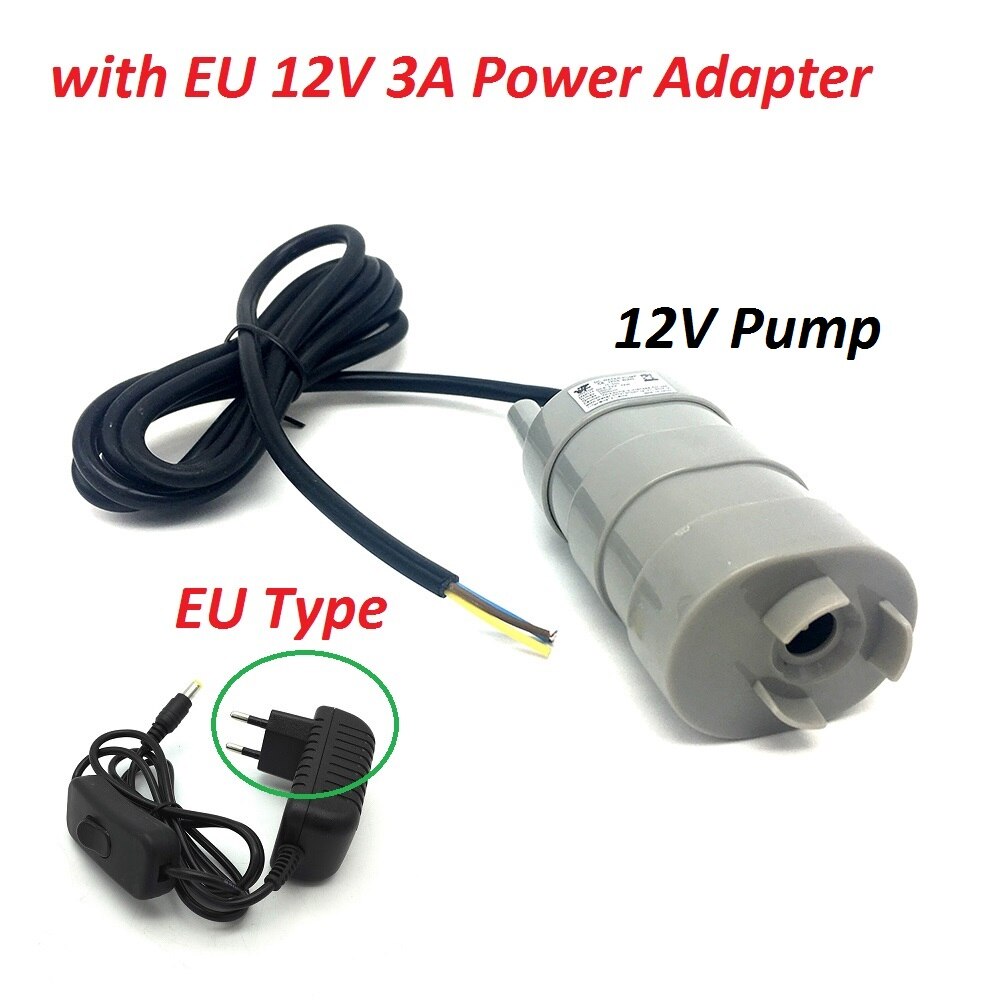 jovtop JT-550 DC 12V 24V 1000L/H Max Flow Rate Submersible Water Pump: Black with EU12V3A