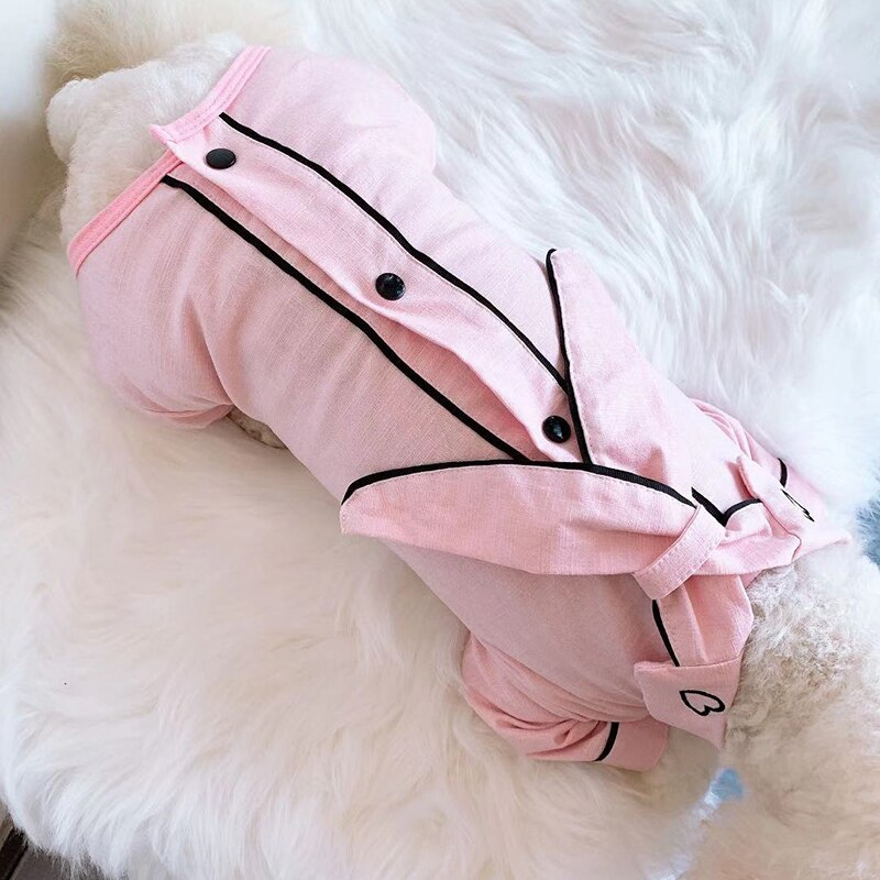 Cachorro de estimação macacão fino bonito cachorro roupas 100% algodão proteger barriga macacão para pequenos cães pijamas camisola chihuahua poodle