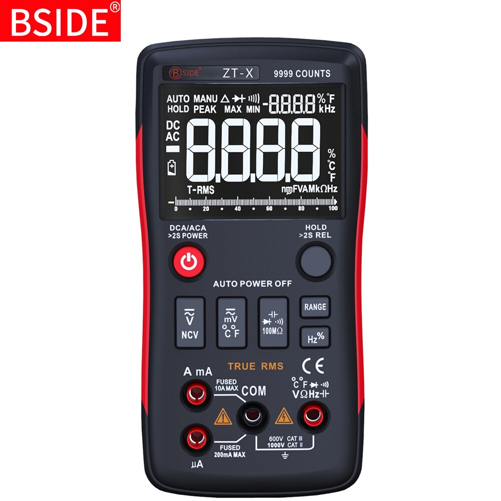 Digitale Multimeter Bside-X 9999 Telt 3-Lijn Triple Display Multimetro Temperatuur Tester Meter Voltmeter Amperemeter RM409B