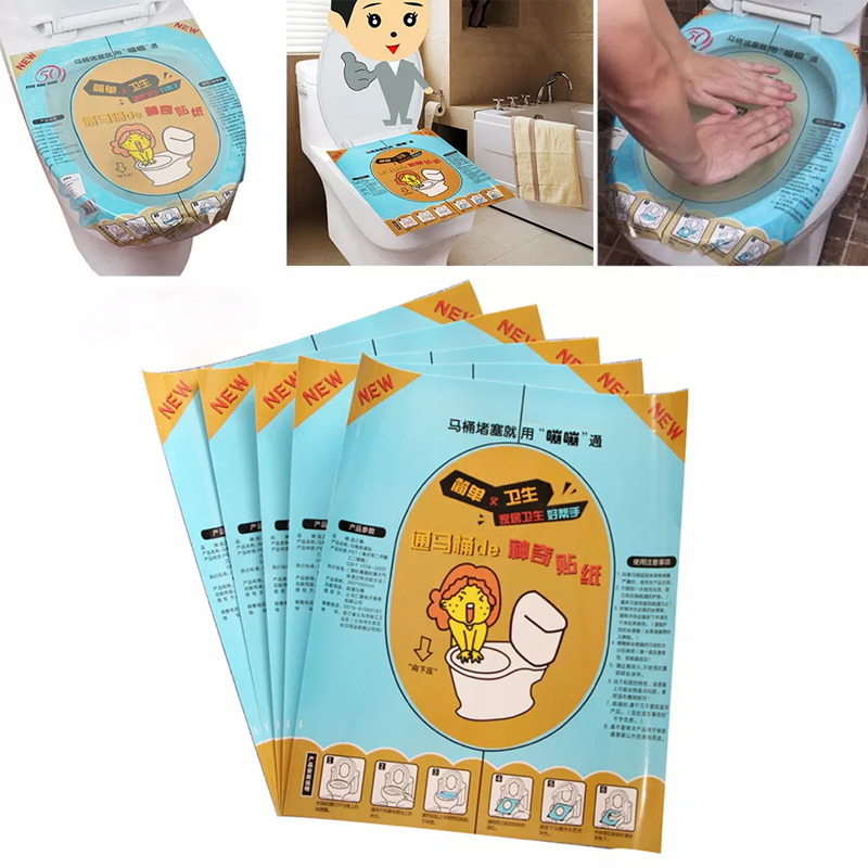 1Pc Toilet Sticker Plunger PET Toilet Cleaning Tools Transparent Sticker Toilet Dredging Post Household Portable Accessories