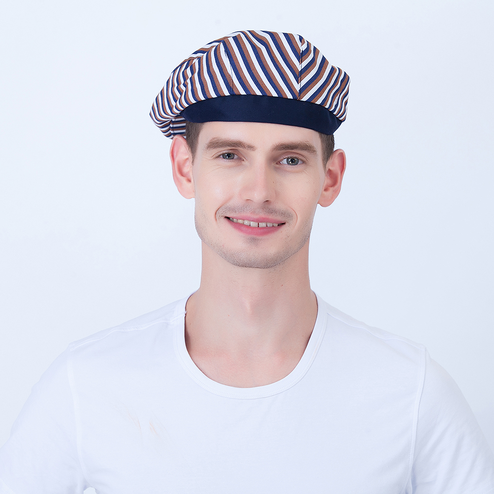 Chapeau de chef à rayures 5 pour adultes, pour restaurant, hôtel, boulangerie, cantine, chef, cuisine, vêtements de travail: 3