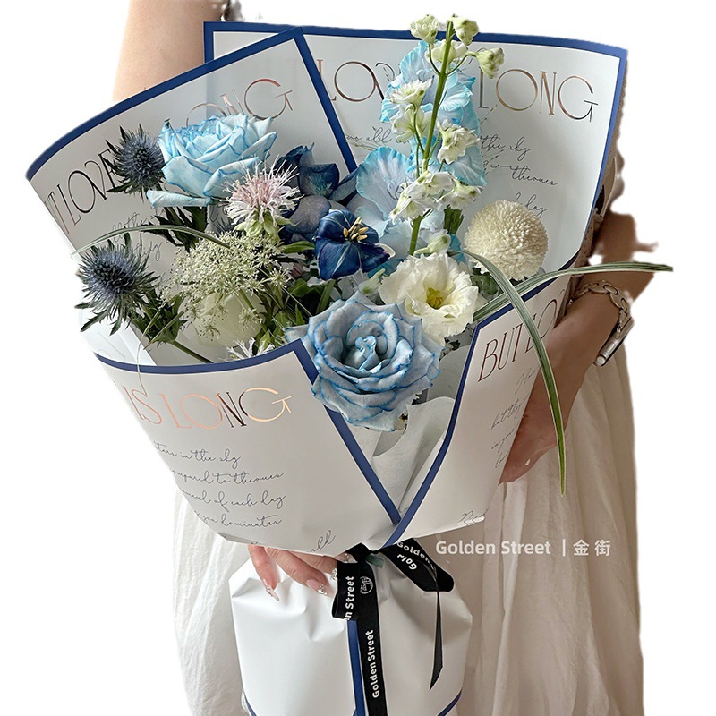 10 Uds. De papel Simple con estampado dorado, ramo de flores pequeño, papel de embalaje de flores, materiales de embalaje para envolver floristería