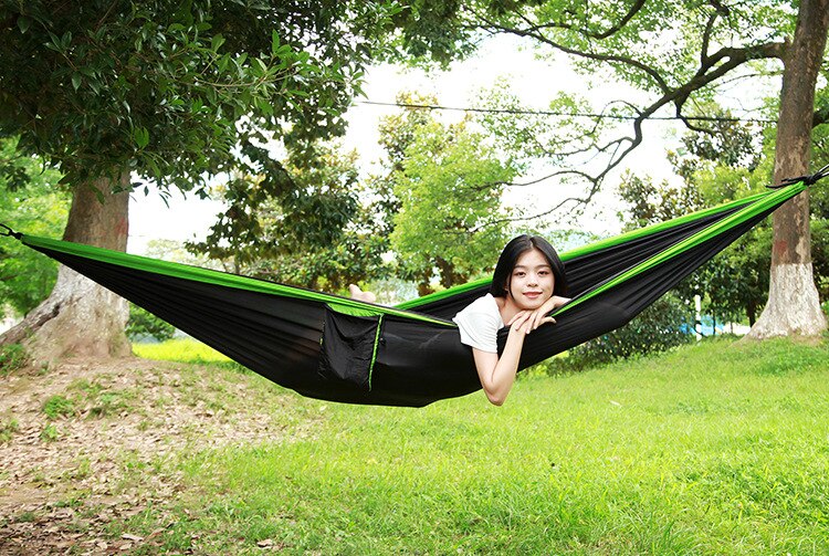 300*200 Sleeping Hammock 2-3 People Hamak Garden Swing Hanging Chair Bed Outdoor Hamacas Camping Goods + loop tree belt: G