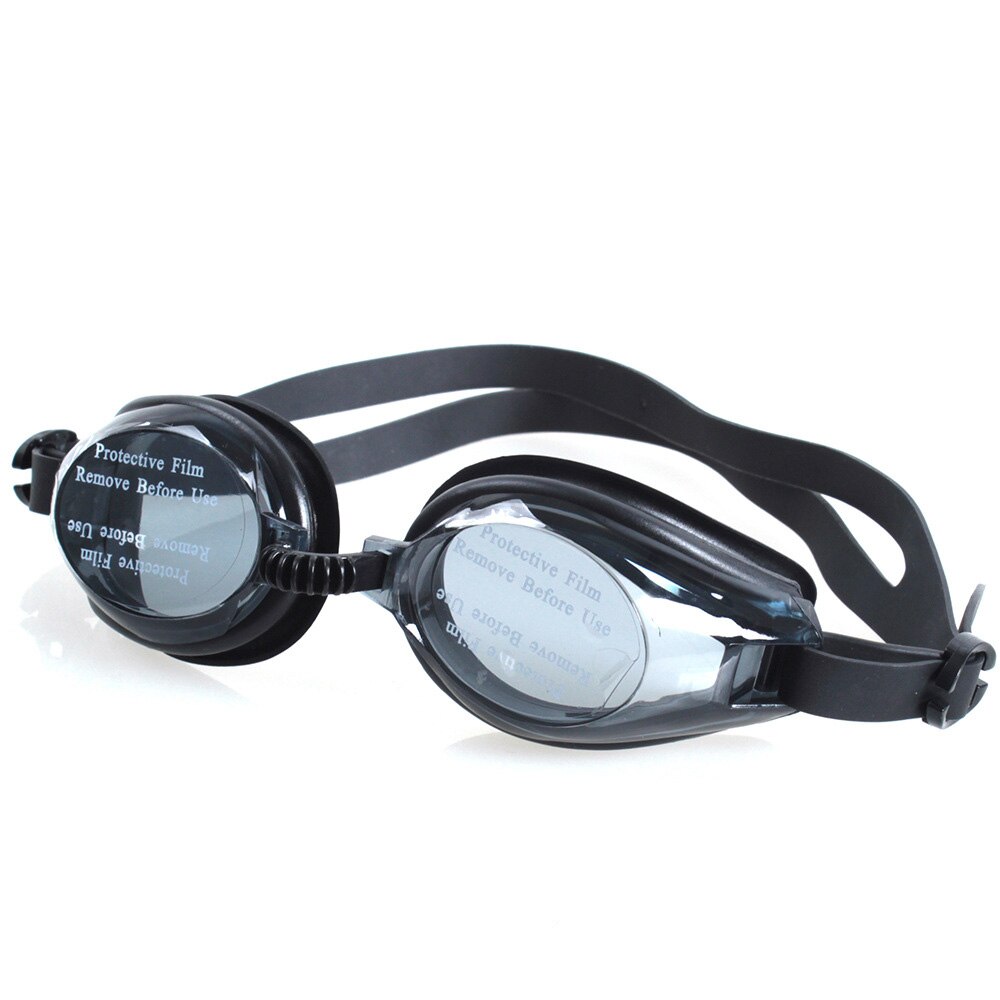 Justerbare beskyttelsesbriller svømmebriller beskytter børn vandtæt silikone svømmebriller kvinder mænd børn svømmebriller: Sort